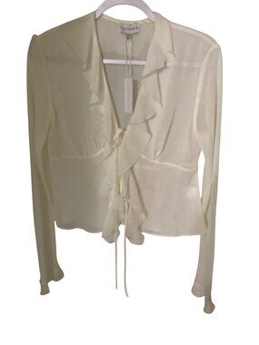 Lucy Paris Off White Shear Ruffle Front Tie Blouse Varies  NWT